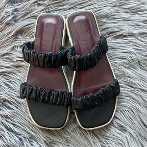 STAUD maya ruched espadrille slide sandals